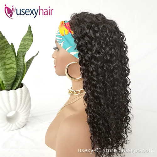 Non lace wigs 100% virgin human hair headband wigs for black women,straight head band real brazilian human hair wigs